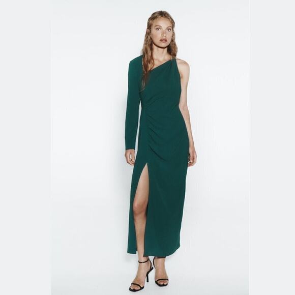 ZARA Ruched Midi Dress NWT - Picture 6 of 16